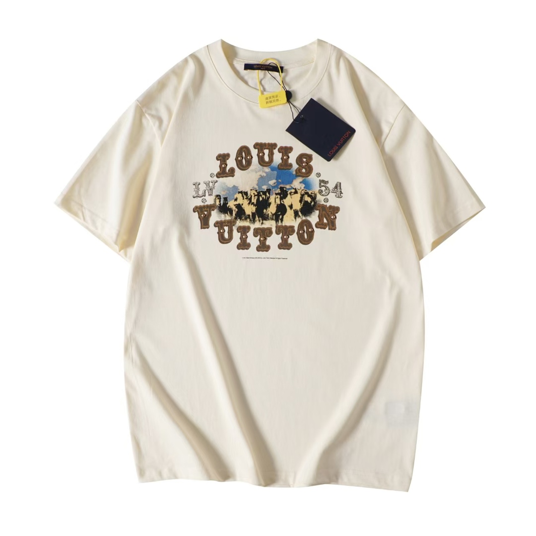 Louis Vuitton Graphic Cotton And Linen-Blend T-Shirt     1AFWUV - FashionPlug