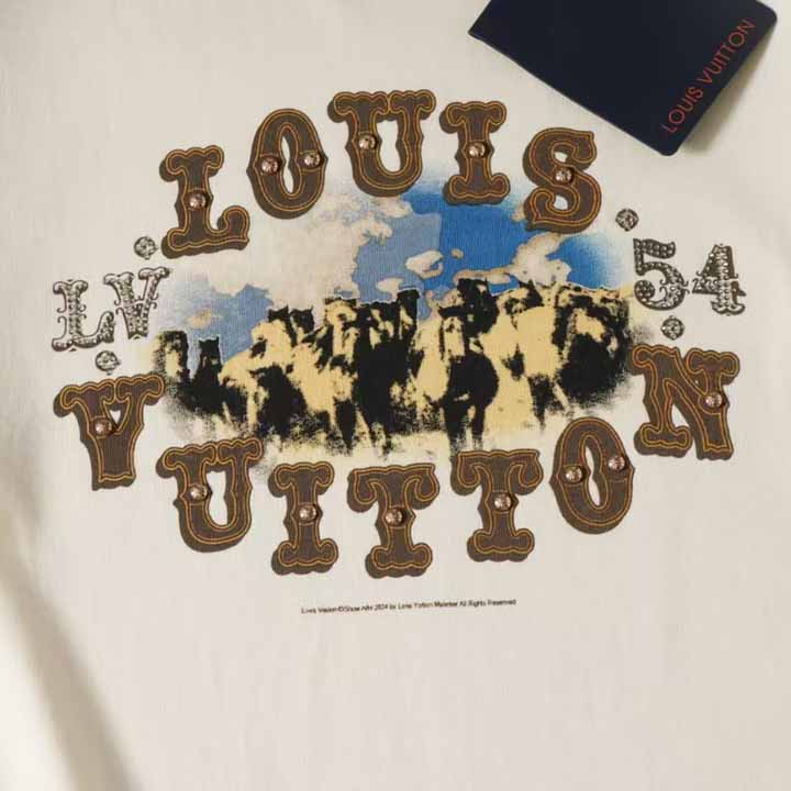 Louis Vuitton Graphic Cotton And Linen-Blend T-Shirt     1AFWUV - FashionPlug