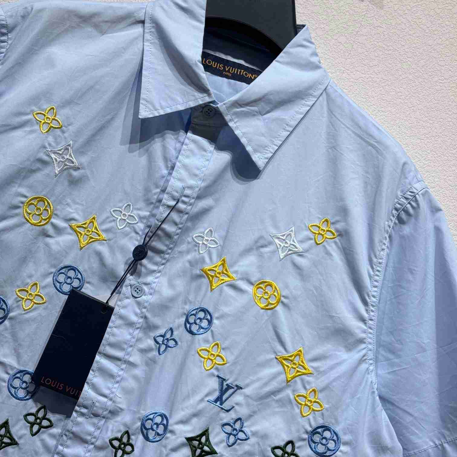 Louis Vuitton Monogram Flowers Embroidered Short-Sleeved Shirt  1AGTPB - FashionPlug