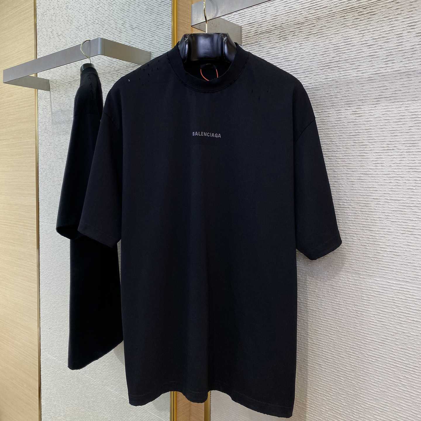 Balenciaga Back Strass Cropped T-Shirt in black - FashionPlug