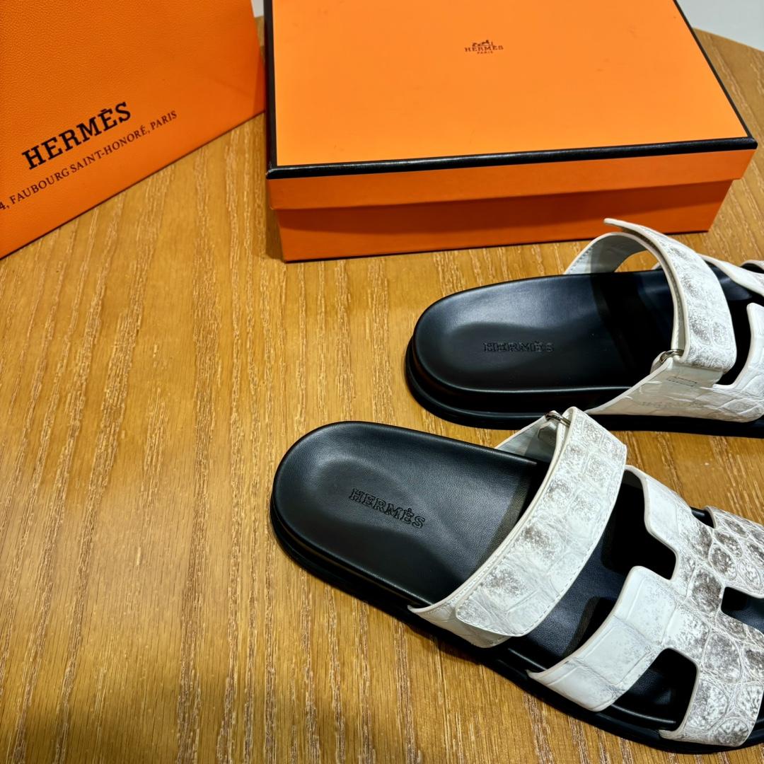 Hermes Chypre Sandal （Genuine crocodile skin） - FashionPlug