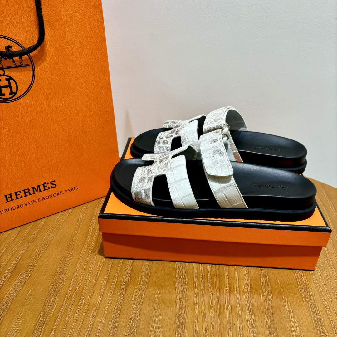 Hermes Chypre Sandal （Genuine crocodile skin） - FashionPlug