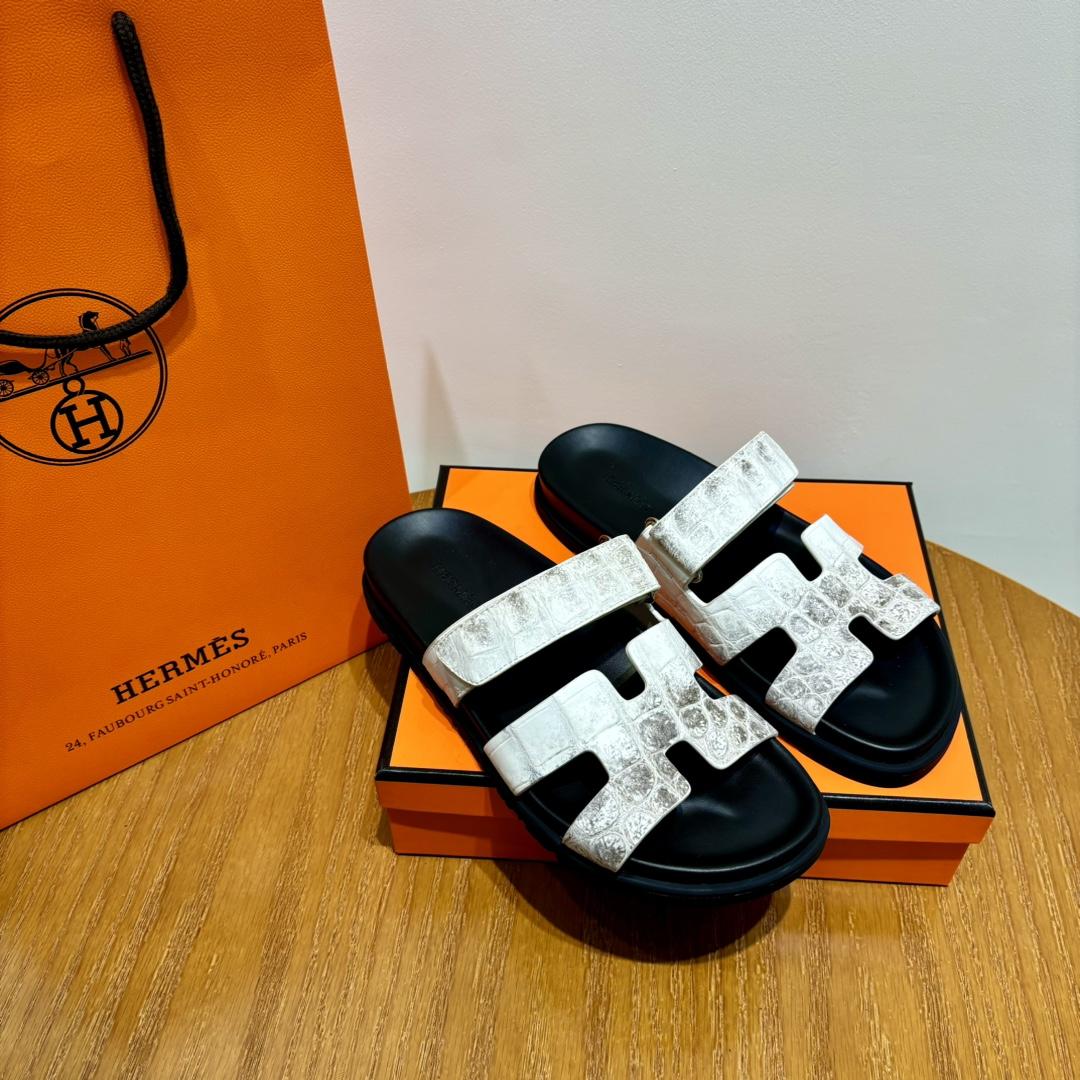 Hermes Chypre Sandal （Genuine crocodile skin） - FashionPlug