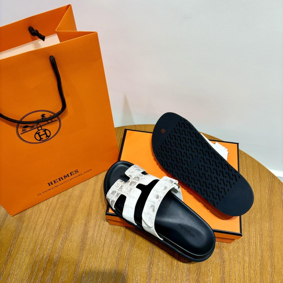 Hermes Chypre Sandal （Genuine crocodile skin） - FashionPlug