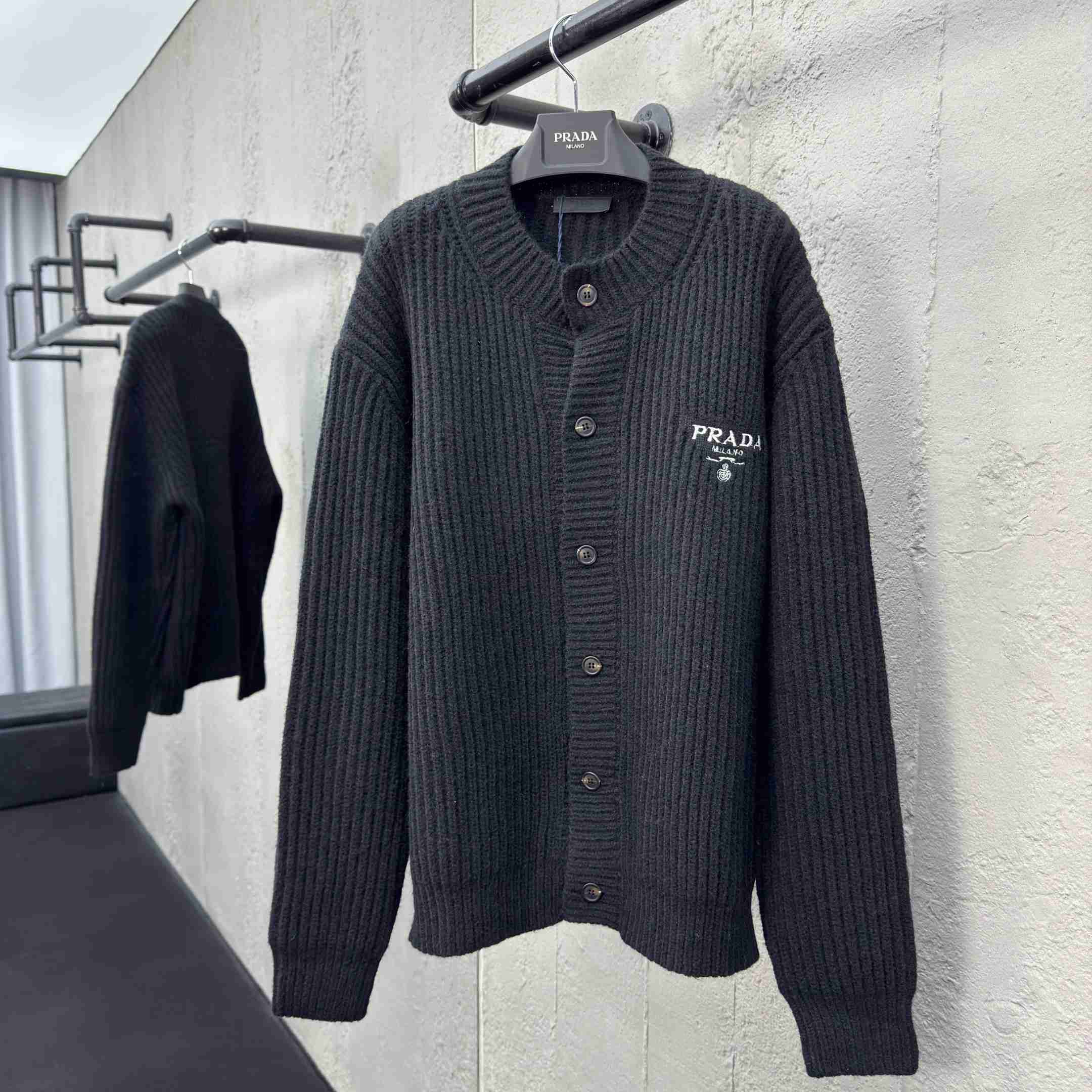 Prada Cashgora Button-Up Ribbed-Knitted Cardigan - FashionPlug