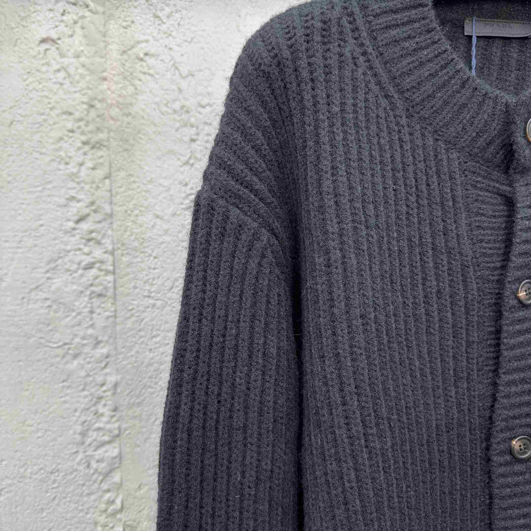 Prada Cashgora Button-Up Ribbed-Knitted Cardigan - FashionPlug