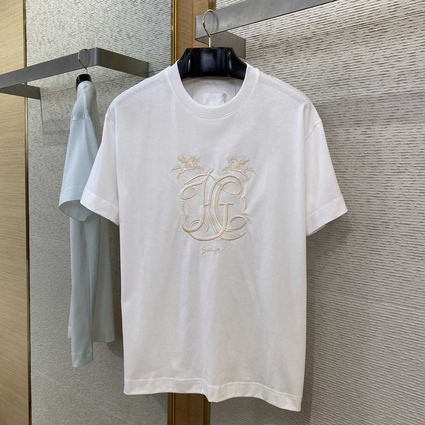 Givenchy T-shirt In Cotton With HG Embroidery - FashionPlug
