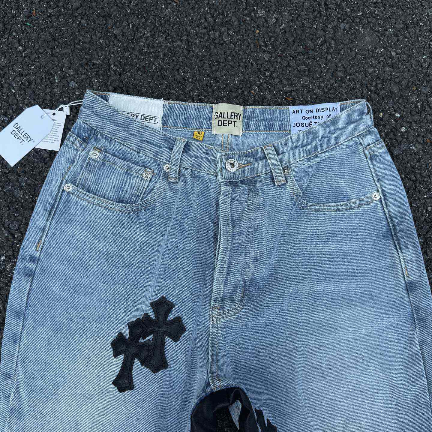 Chrome Hearts x Gallery Dept Cross Patch Flare Denim Jean - FashionPlug