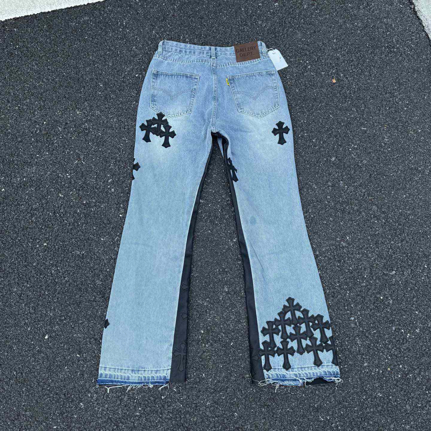 Chrome Hearts x Gallery Dept Cross Patch Flare Denim Jean - FashionPlug