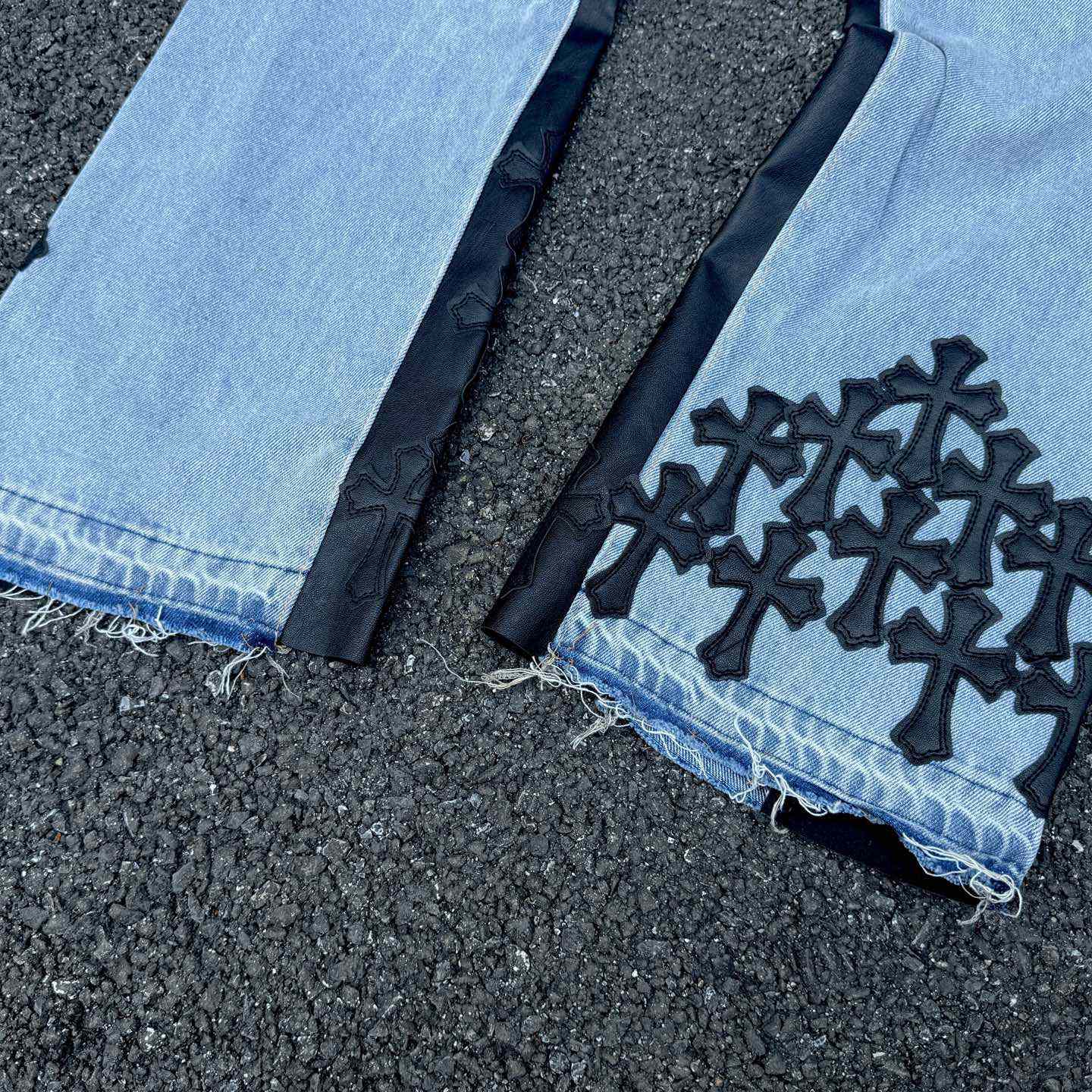 Chrome Hearts x Gallery Dept Cross Patch Flare Denim Jean - FashionPlug