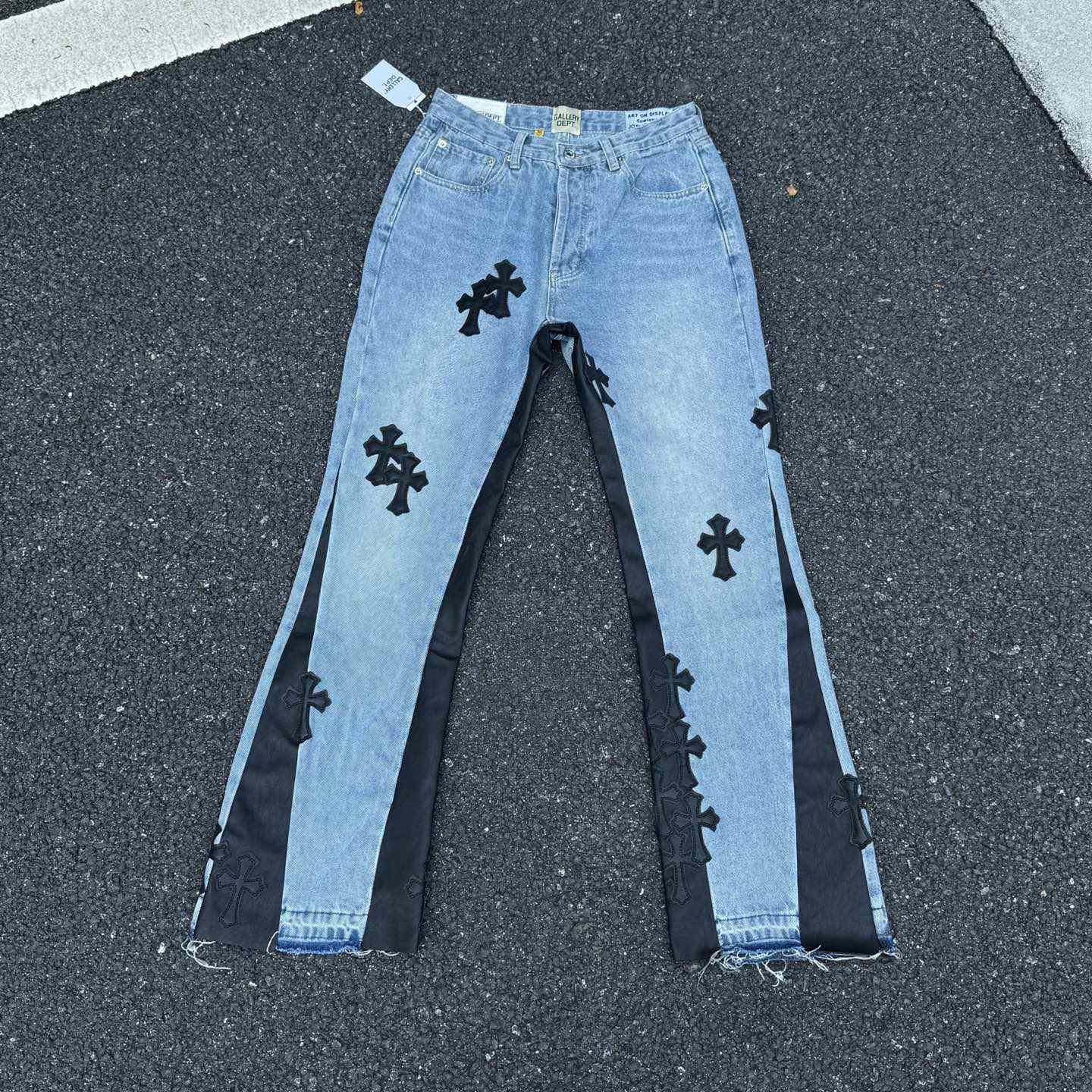 Chrome Hearts x Gallery Dept Cross Patch Flare Denim Jean - FashionPlug