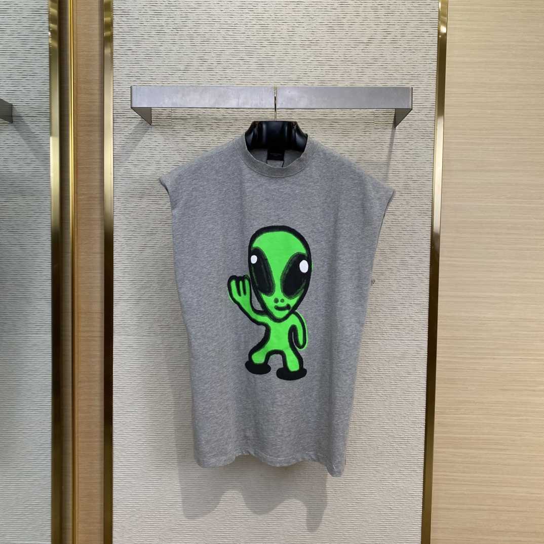 Balenciaga Hi There + Dripley Sleeveless T-Shirt In Heather Grey - FashionPlug