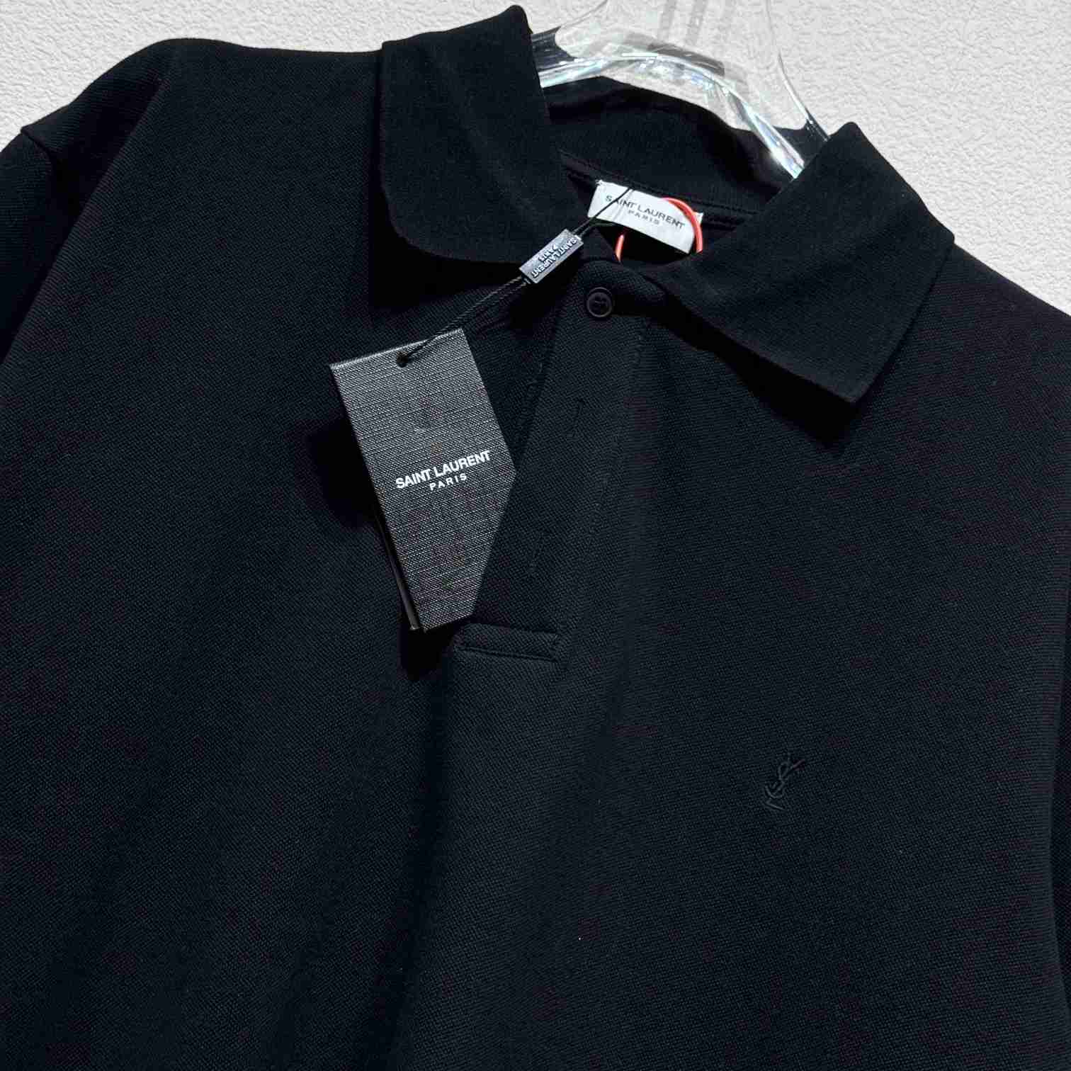 Saint Laurent Cassandre Polo Shirt In Striped Pique - FashionPlug