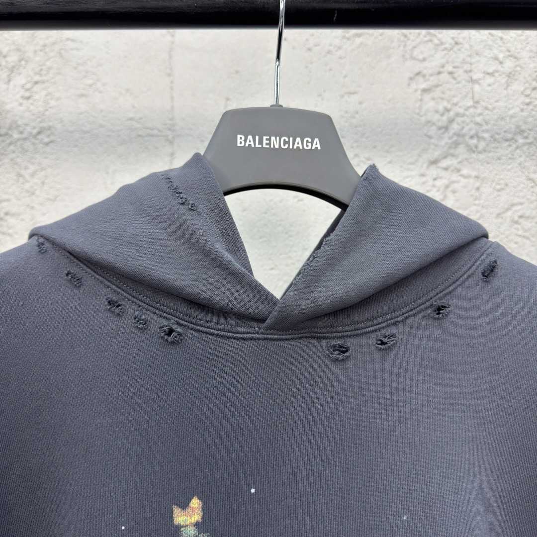Balenciaga Paris Liberty Distressed Hoodie - FashionPlug