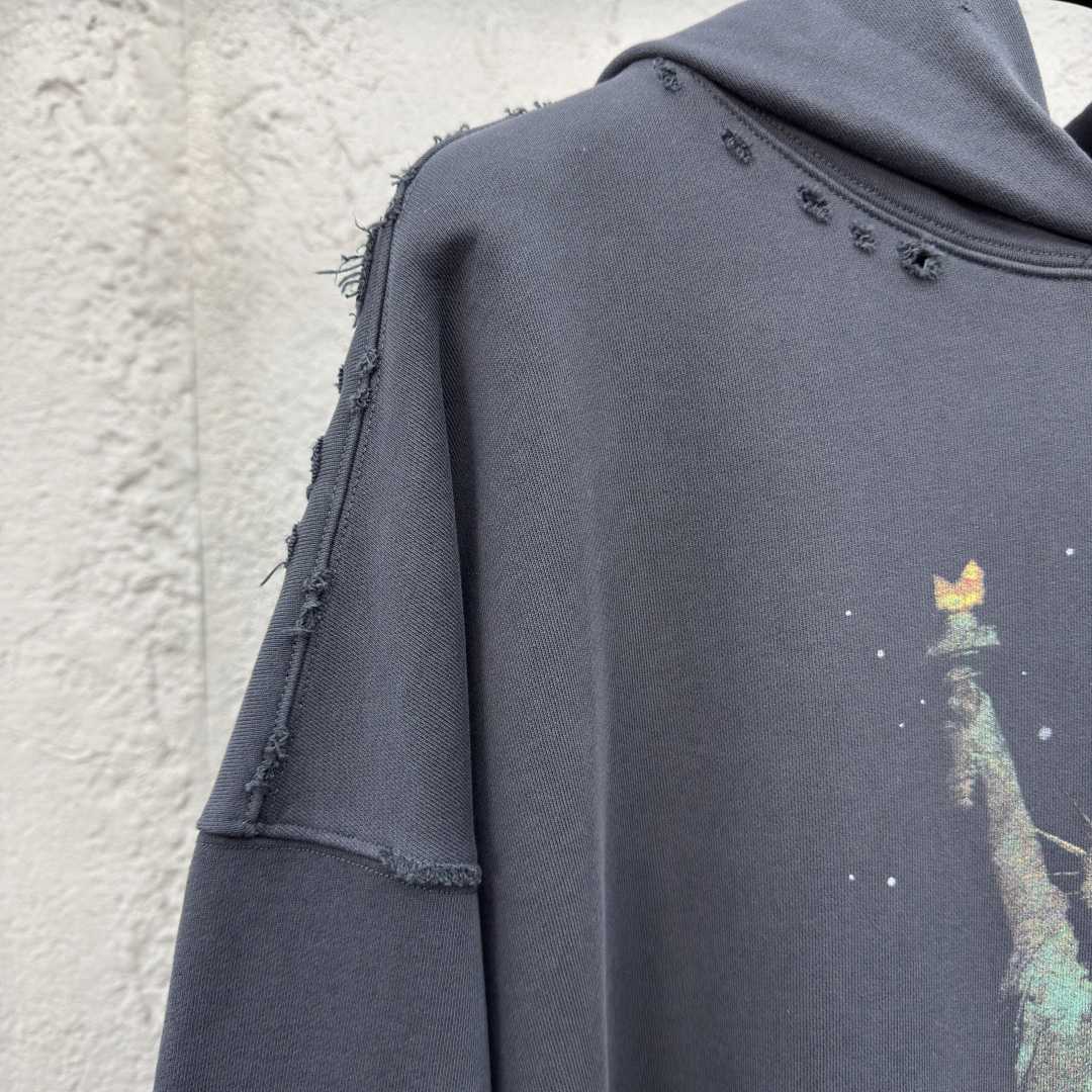 Balenciaga Paris Liberty Distressed Hoodie - FashionPlug