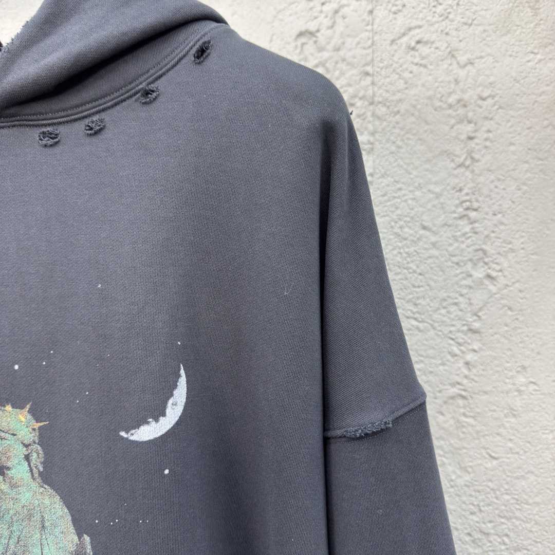 Balenciaga Paris Liberty Distressed Hoodie - FashionPlug
