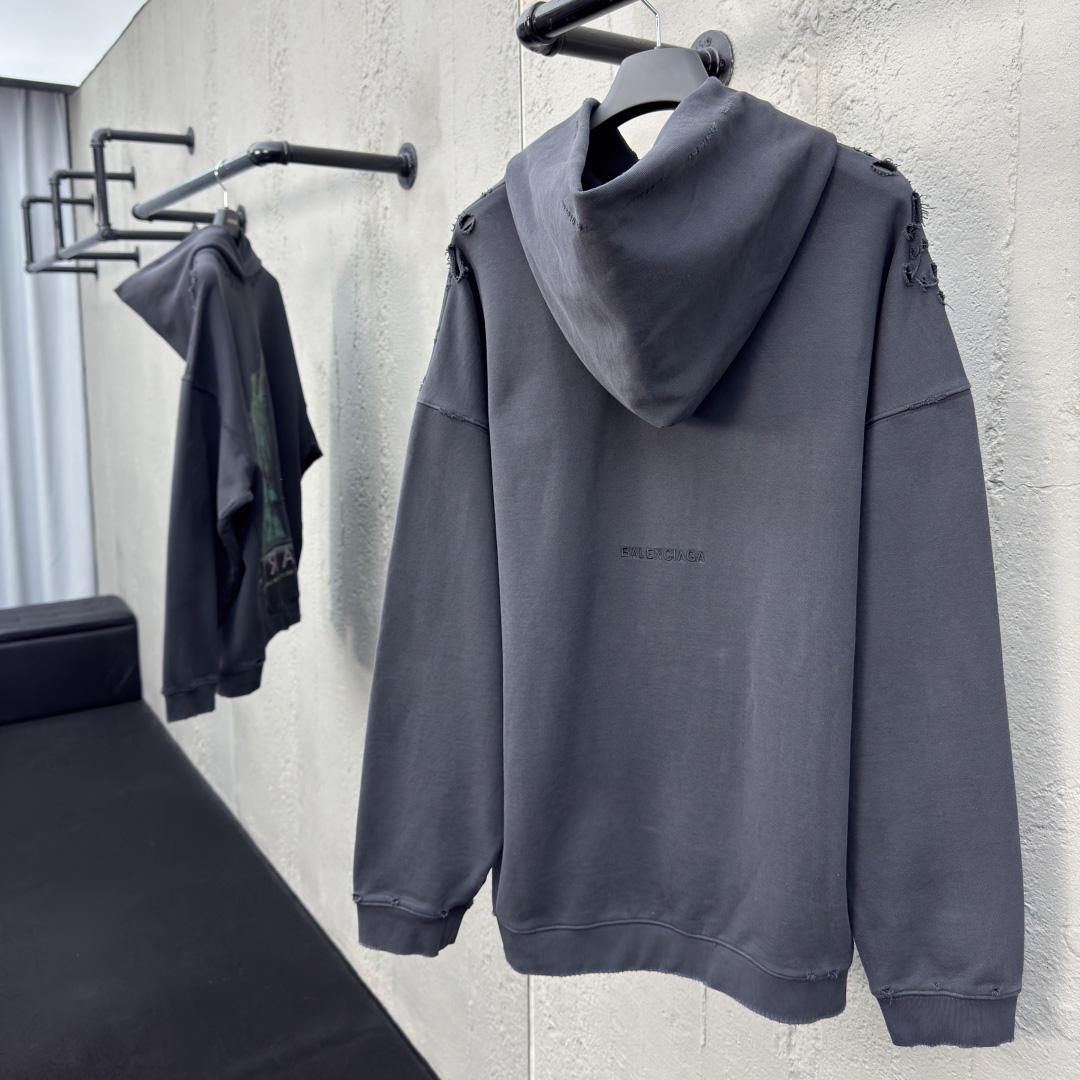 Balenciaga Paris Liberty Distressed Hoodie - FashionPlug