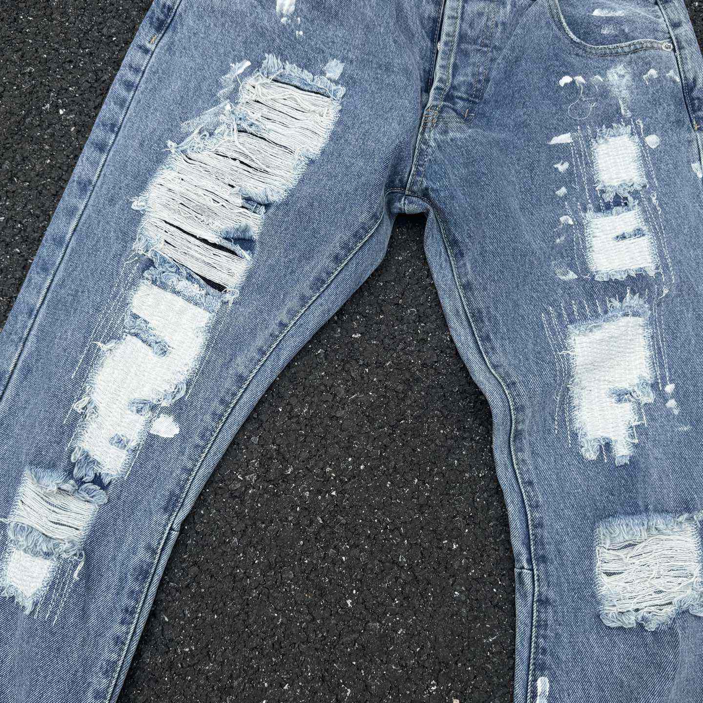 Gallery Dept. Ripped Denim Flared Pants - FashionPlug