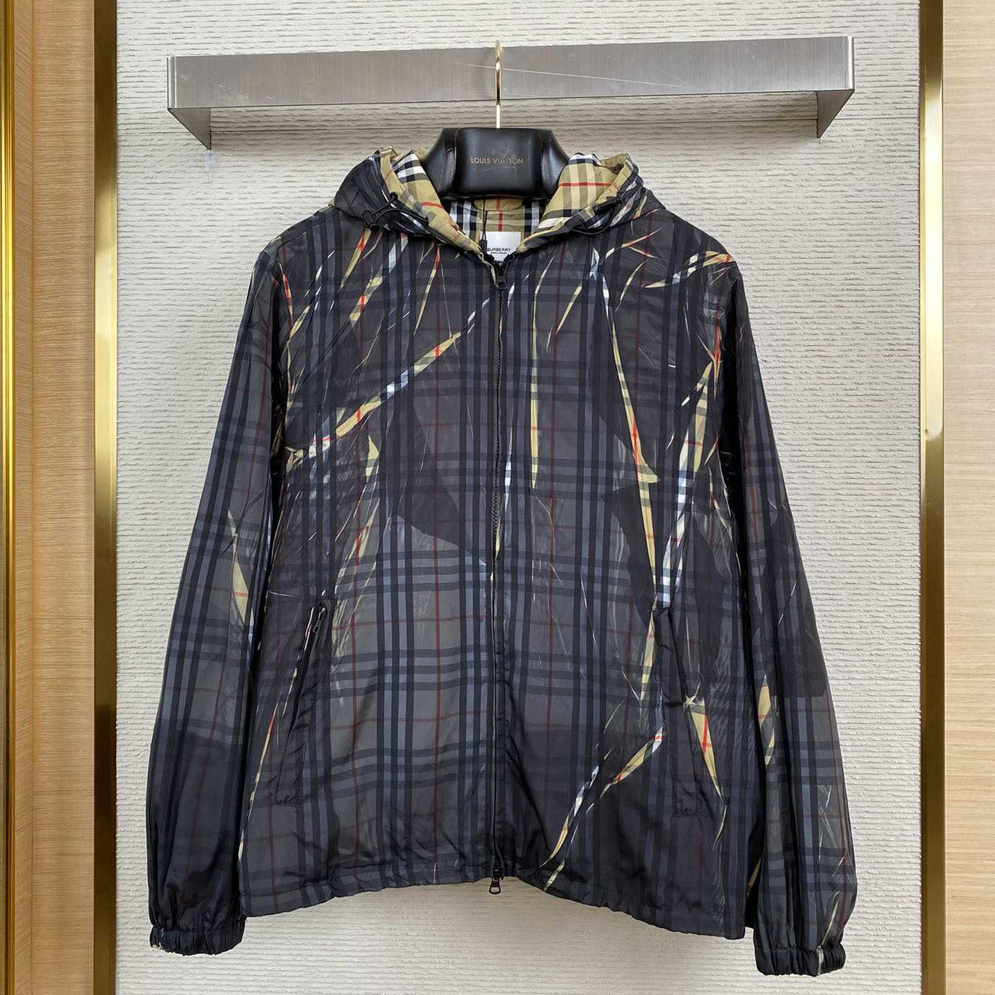Burberry Sliced Check Hooded Jacket - FashionPlug