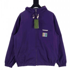 Gucci Reversible Cotton Ripstop Jacket In Purple - FashionPlug