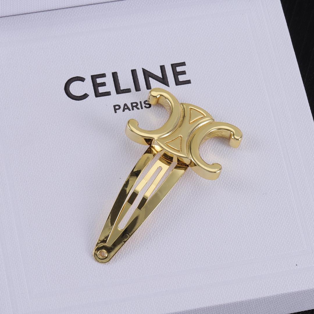 Celine Hair Clips In Brass With Gold Finish And Steel - FashionPlug