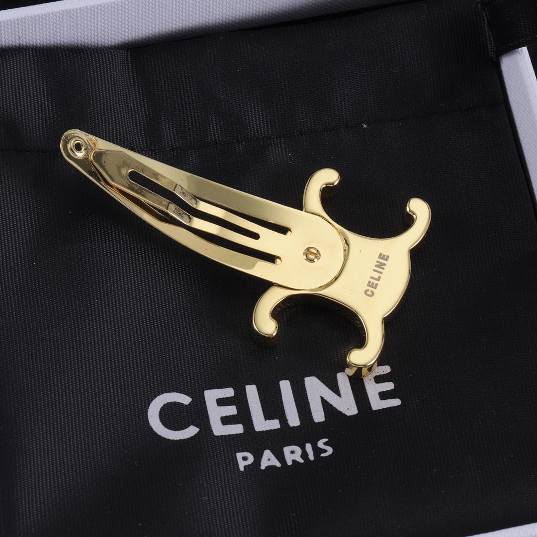 Celine Hair Clips In Brass With Gold Finish And Steel - FashionPlug