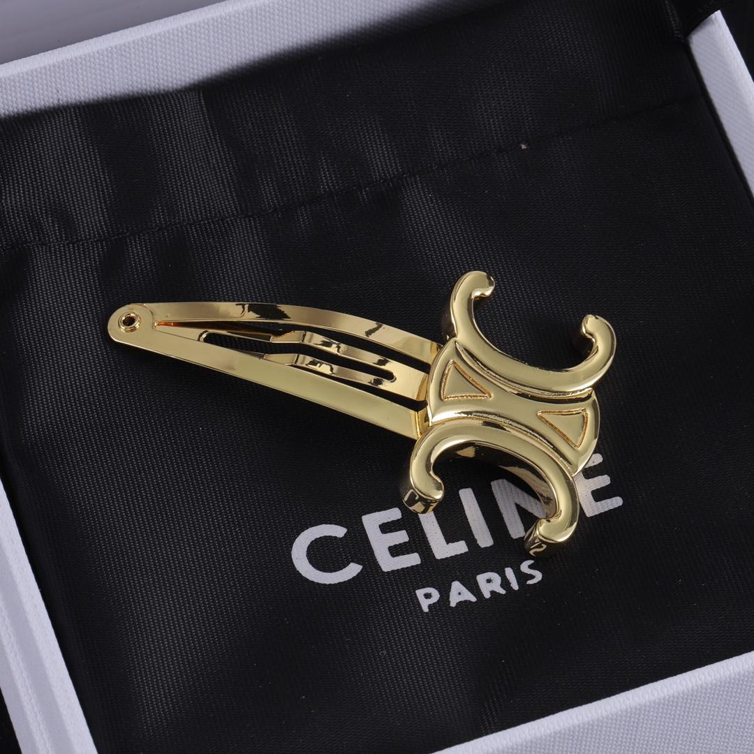 Celine Hair Clips In Brass With Gold Finish And Steel - FashionPlug