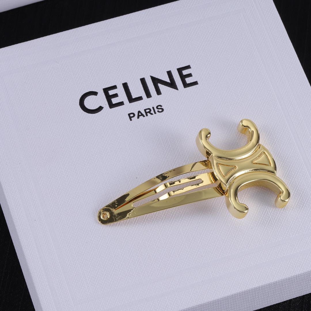 Celine Hair Clips In Brass With Gold Finish And Steel - FashionPlug