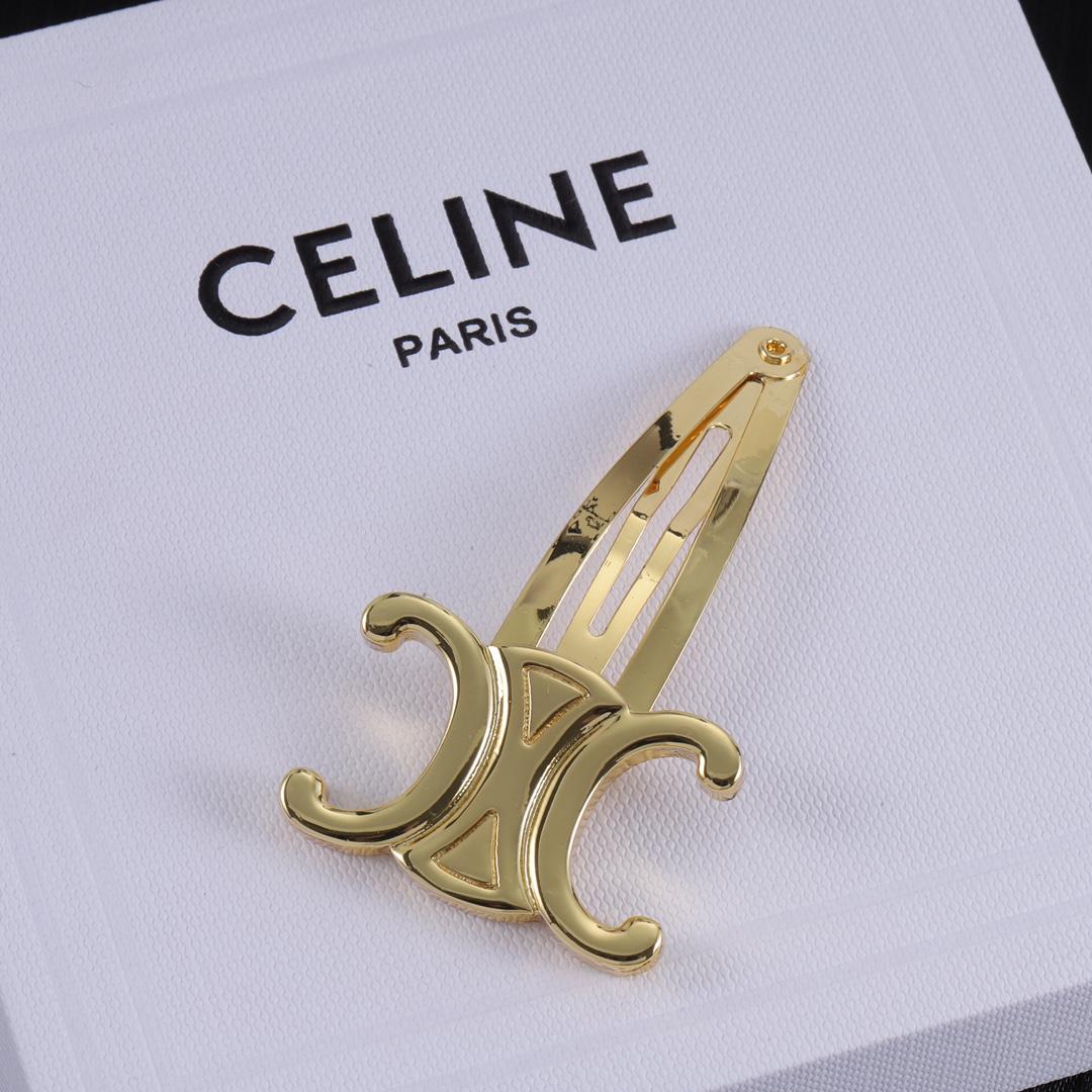 Celine Hair Clips In Brass With Gold Finish And Steel - FashionPlug