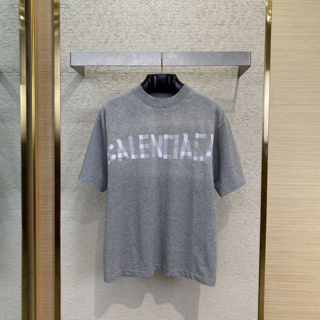 Balenciaga New Tape Type TR T-Shirt Medium Fit In Grey  - FashionPlug