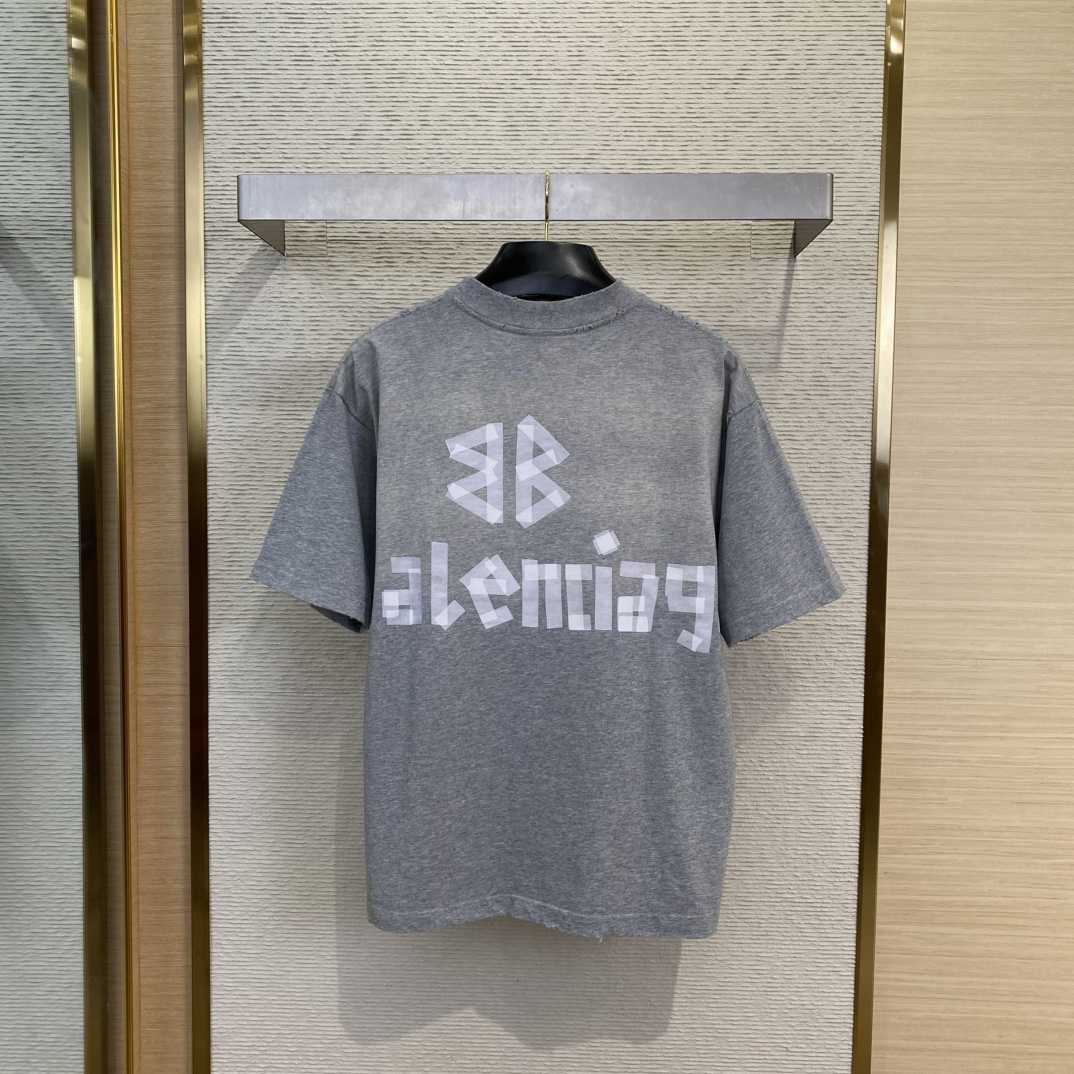 Balenciaga New Tape Type TR T-Shirt Medium Fit In Grey  - FashionPlug