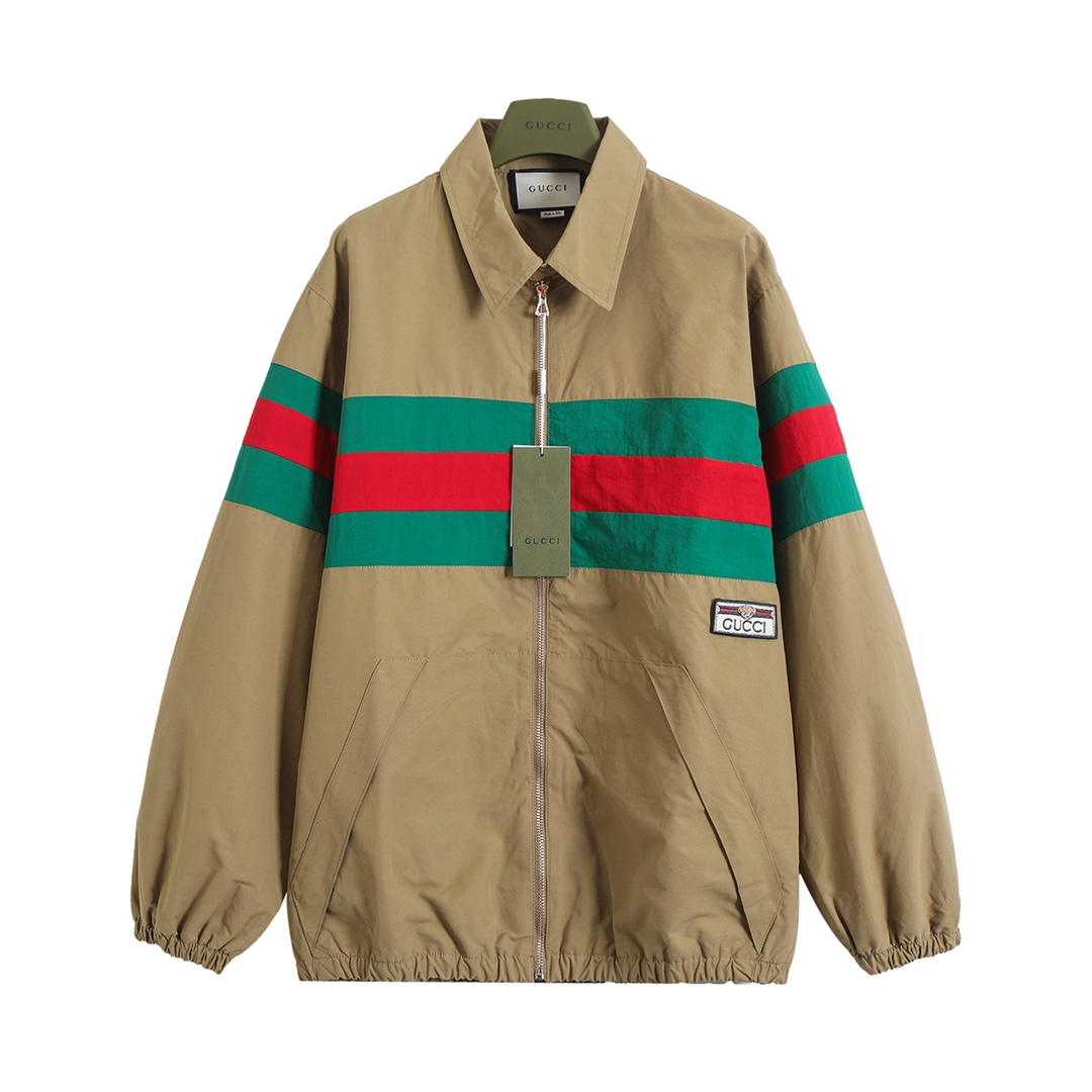 Gucci Classic Red And Green Striped Jacket - FashionPlug