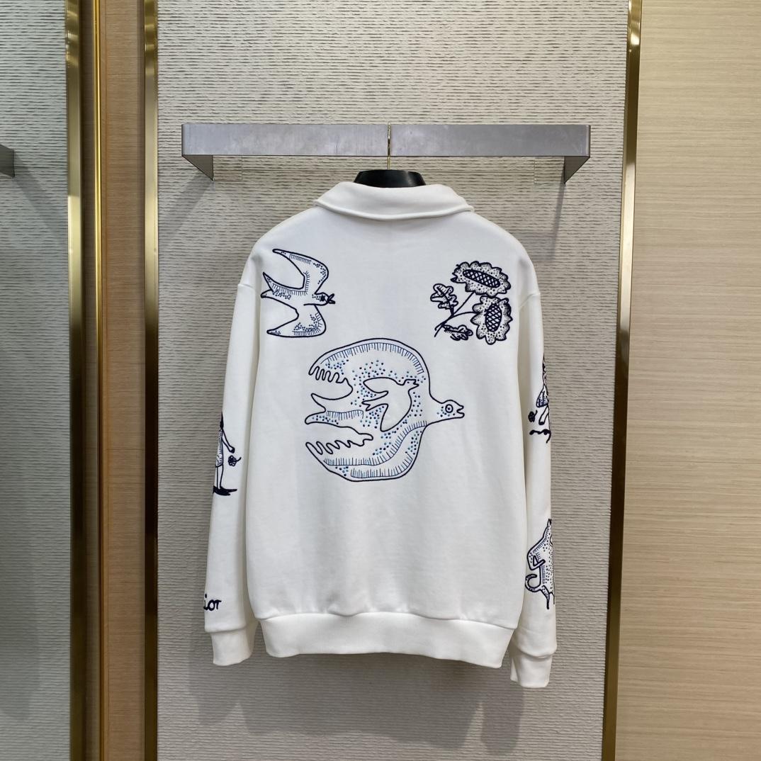 Dior Sweatshirt With Zipped Collar  - FashionPlug