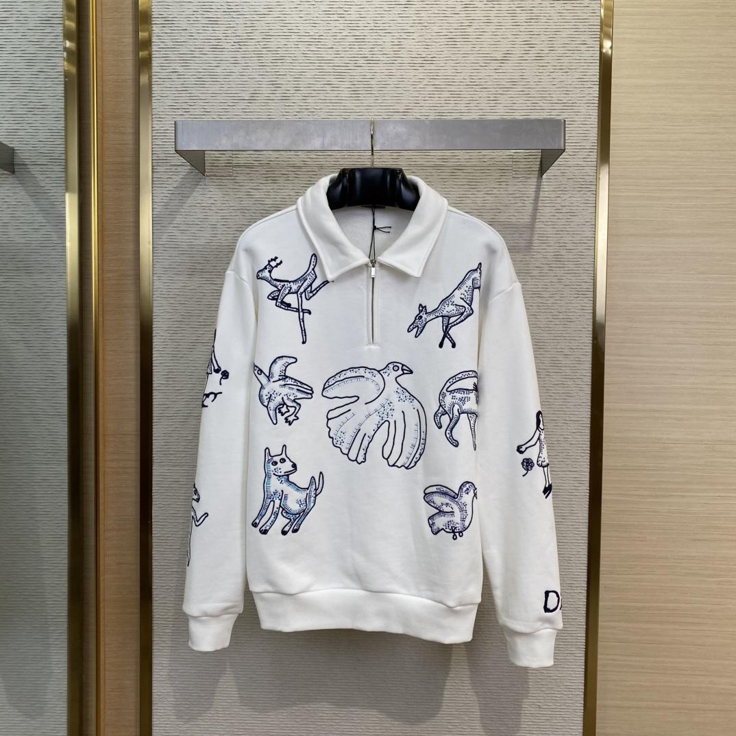 Dior Sweatshirt With Zipped Collar  - FashionPlug