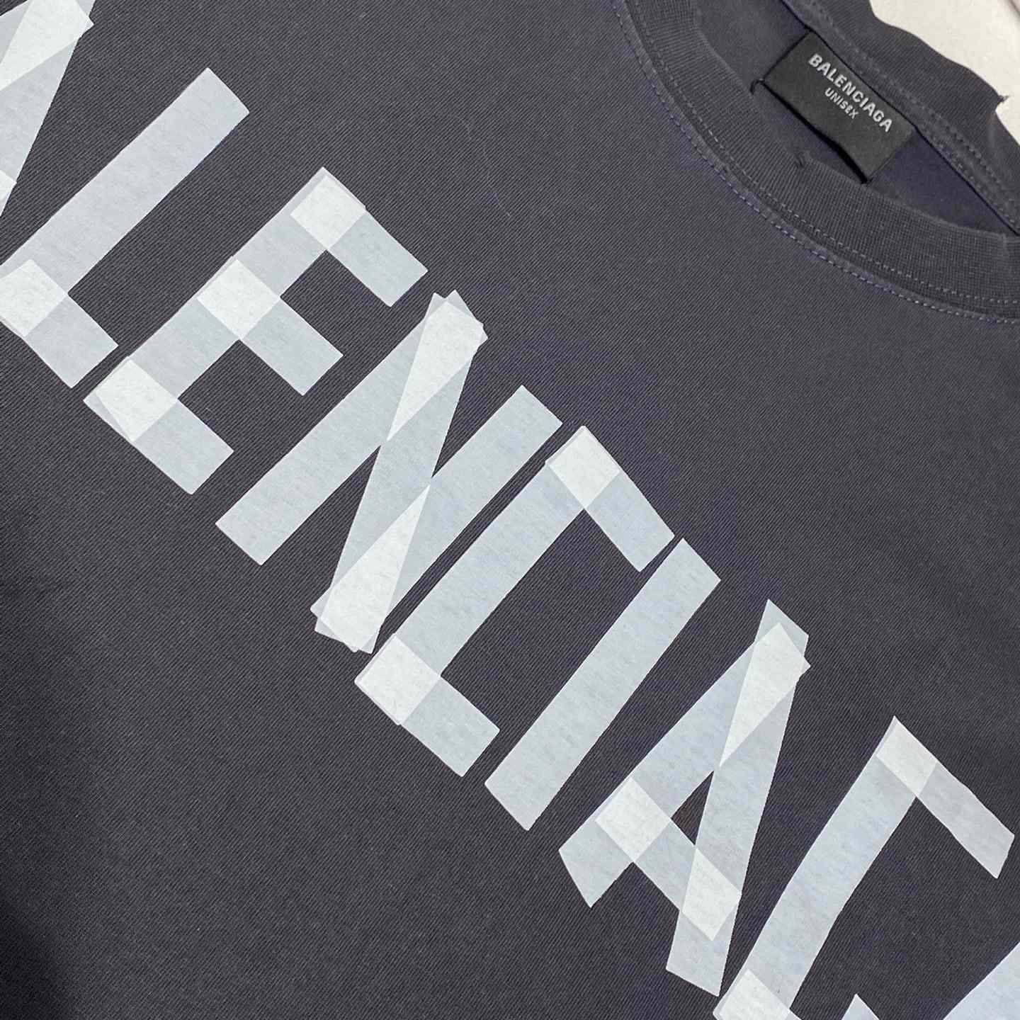 Balenciaga New Tape Type TR T-Shirt Medium Fit In Faded Washed Black - FashionPlug