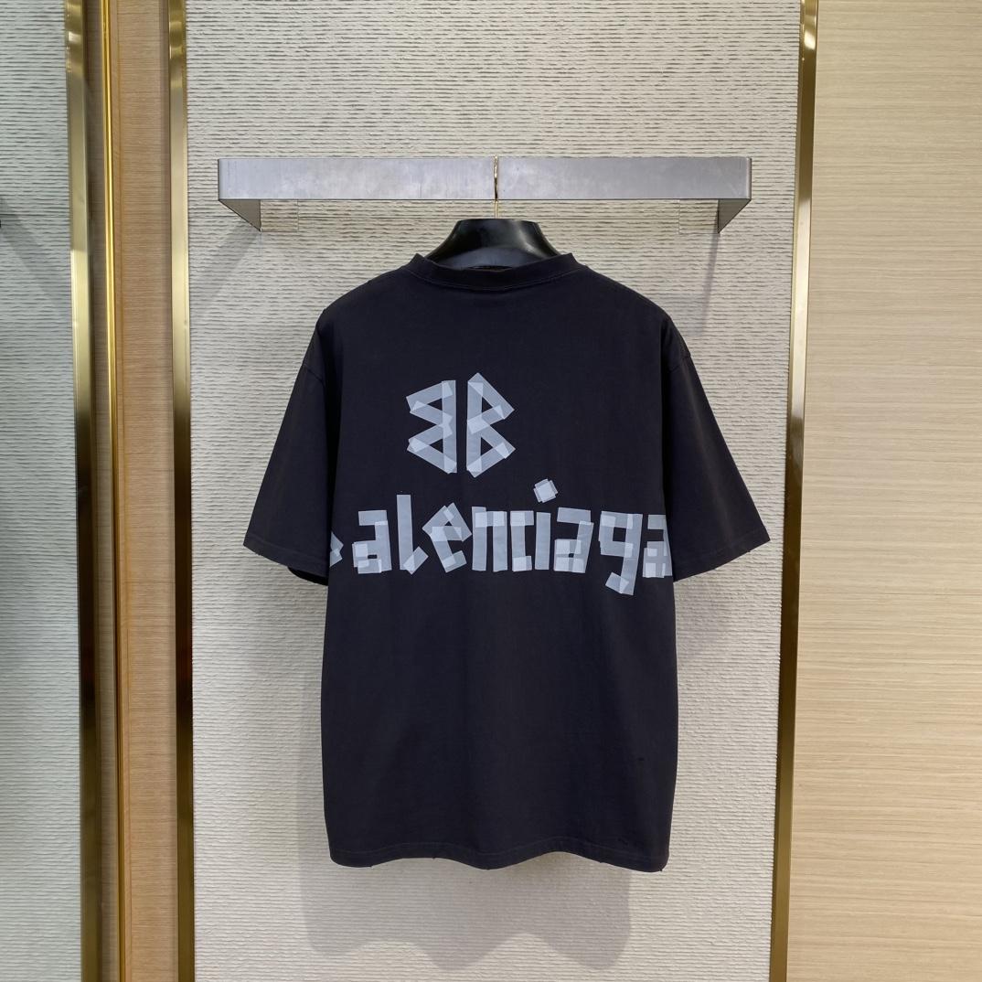 Balenciaga New Tape Type TR T-Shirt Medium Fit In Faded Washed Black - FashionPlug