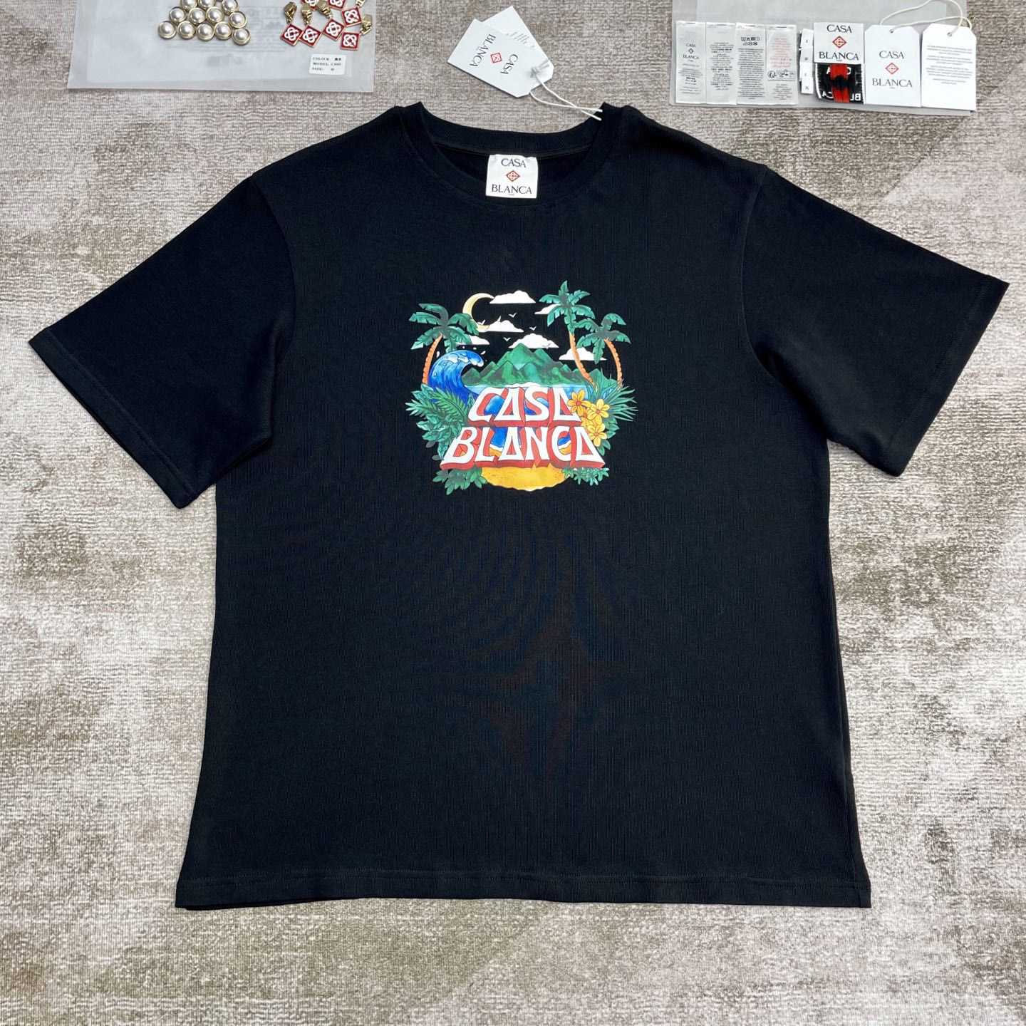 Casablanca Black 'Casa' Beach Wave T-Shirt   C990 - FashionPlug