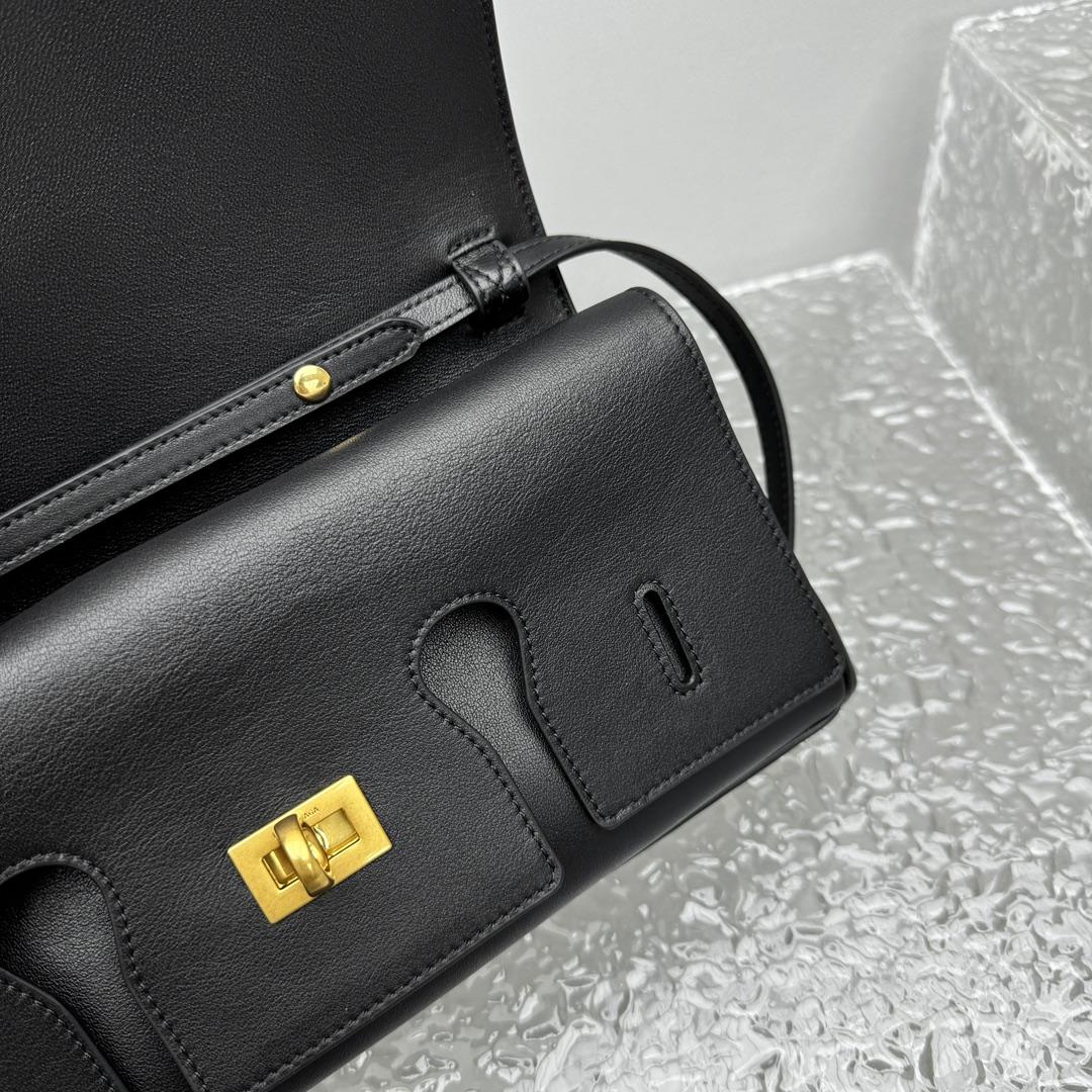 Balenciaga Bel Air Clutch On Strap Small In Black   - FashionPlug