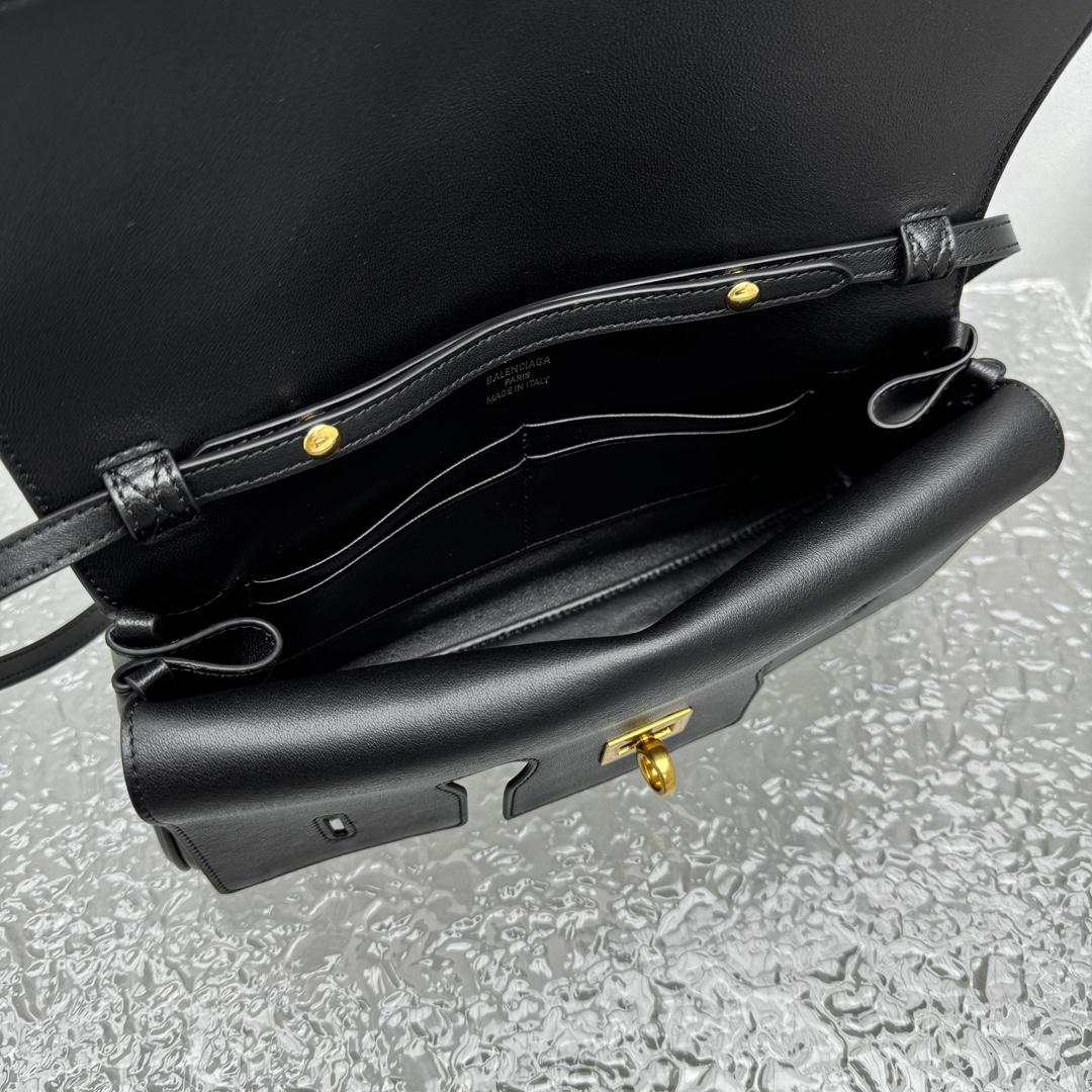 Balenciaga Bel Air Clutch On Strap Small In Black   - FashionPlug