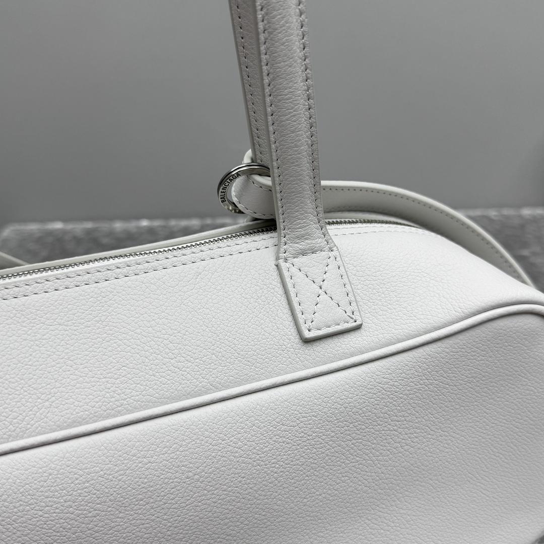 Balenciaga Carrie Bowling Bag Small In White - FashionPlug