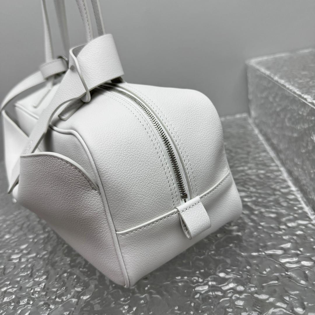 Balenciaga Carrie Bowling Bag Small In White - FashionPlug