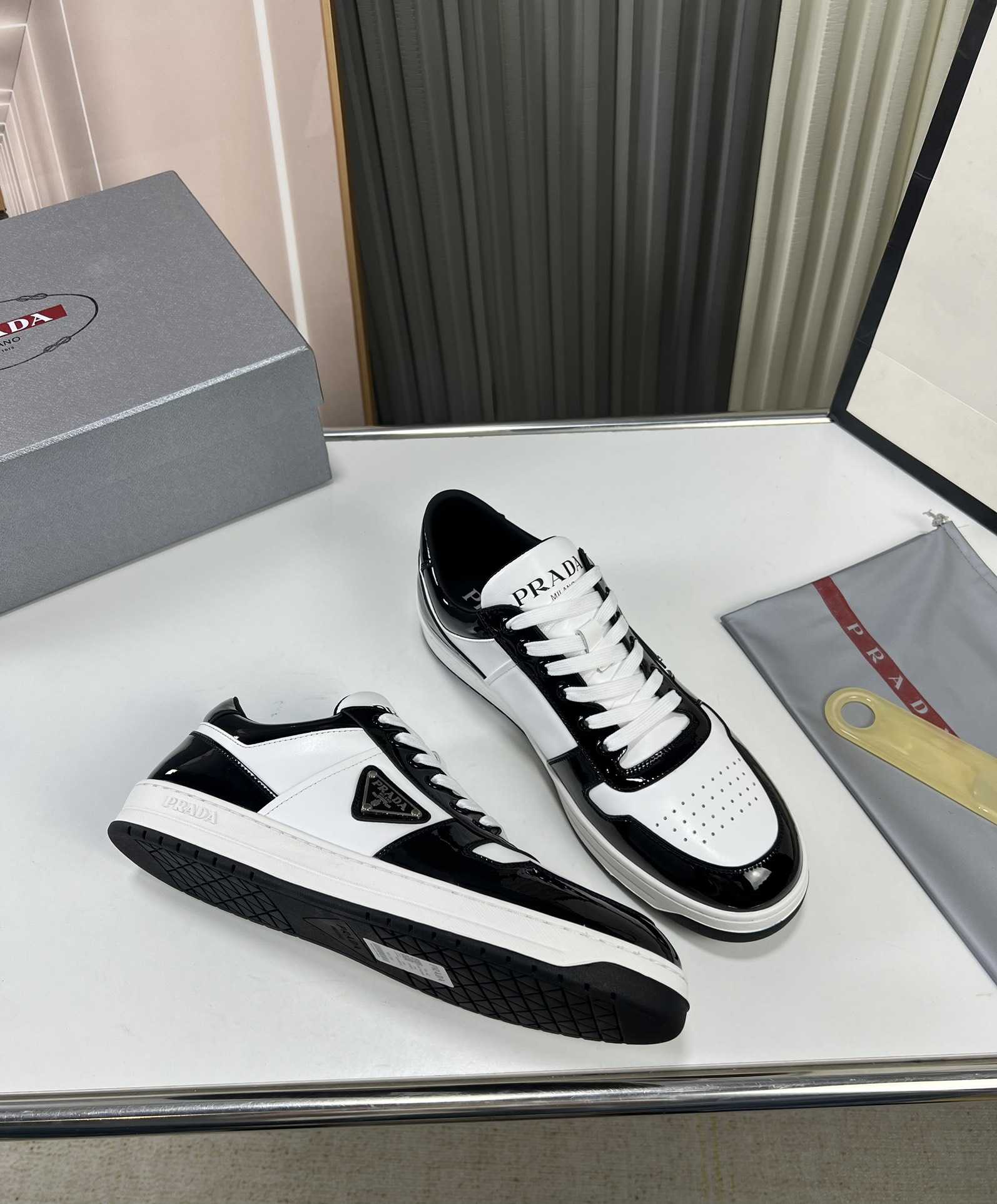 Prada Downtown triangle-logo Sneakers - FashionPlug