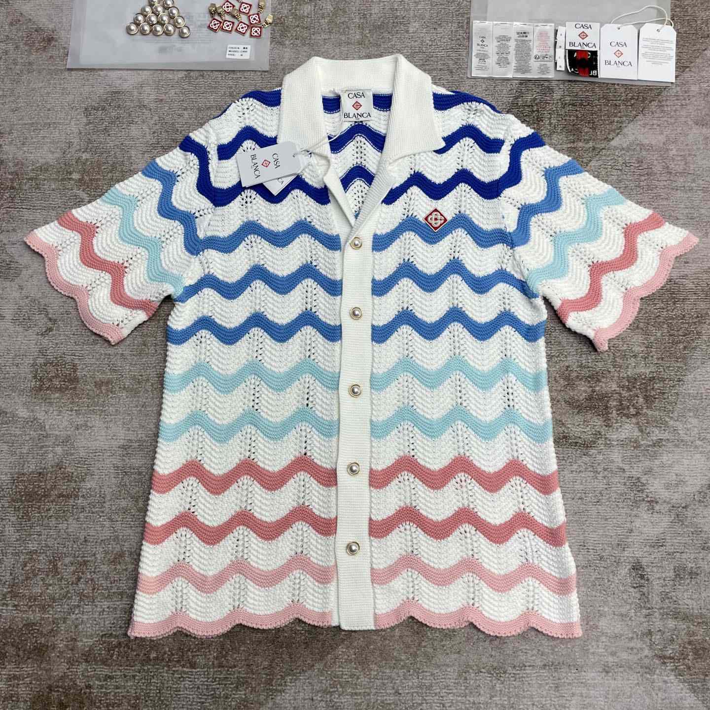 Casablanca Wave Shirt   D0086 - FashionPlug