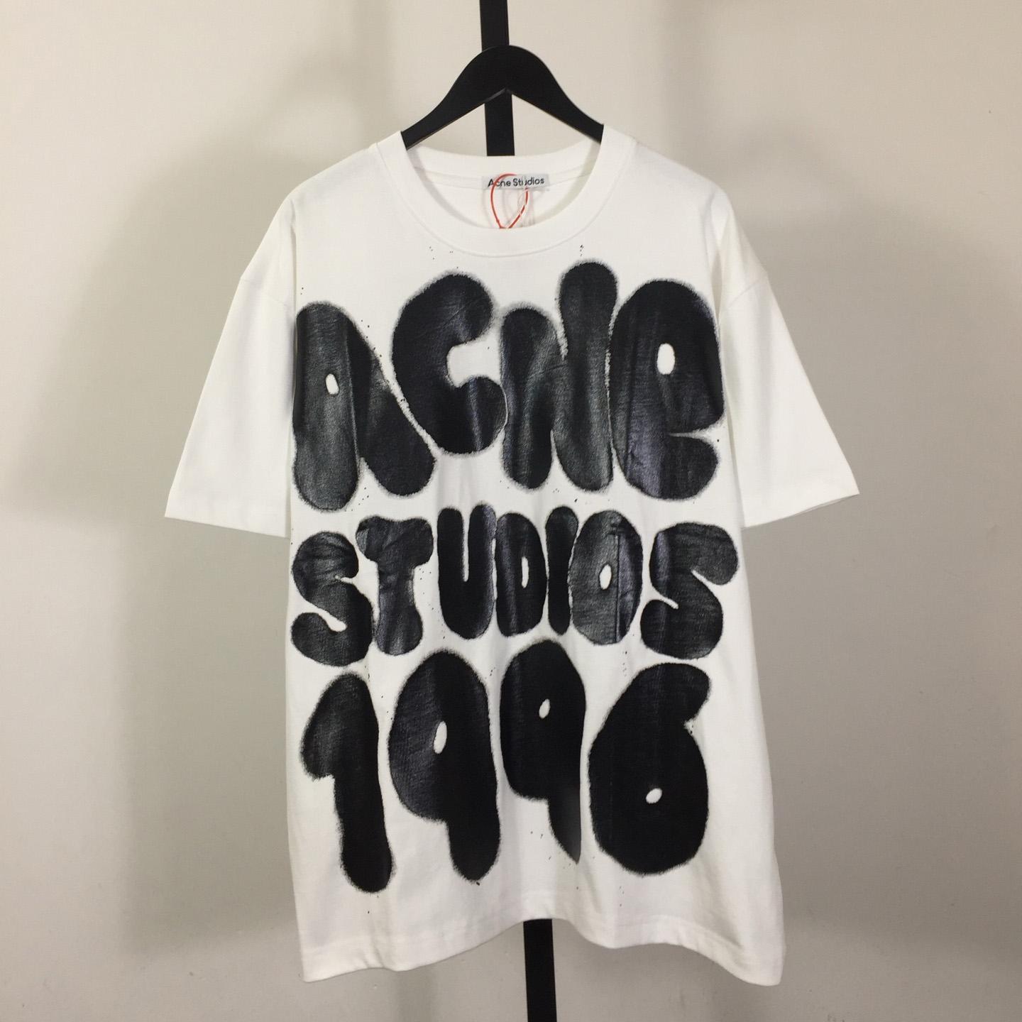 Acne Studios  T-shirt logo - Relaxed unisex fit - White - FashionPlug