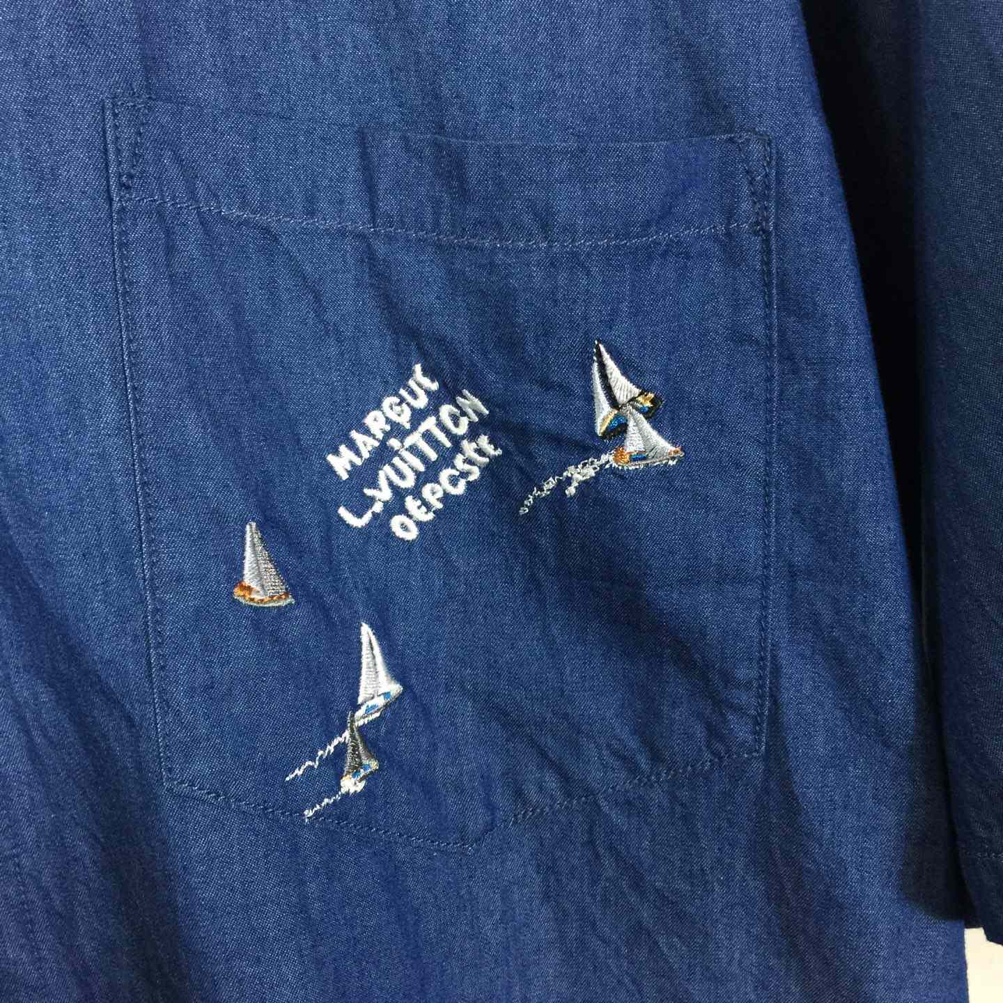 Louis Vuitton Embroidered Chambray Short-Sleeved Shirt   1AHVVX - FashionPlug