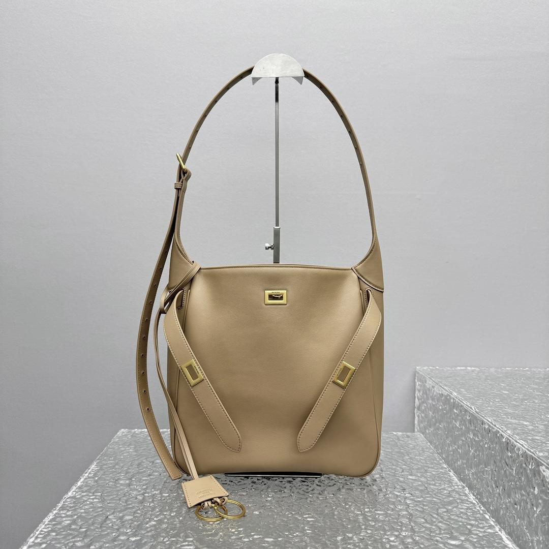 Balenciaga Bel Air Hobo Bag Small In Latte - FashionPlug