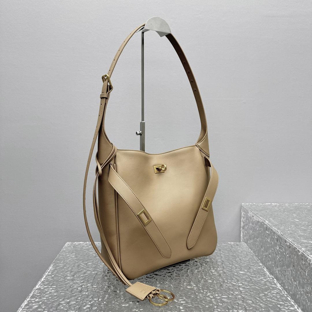 Balenciaga Bel Air Hobo Bag Small In Latte - FashionPlug
