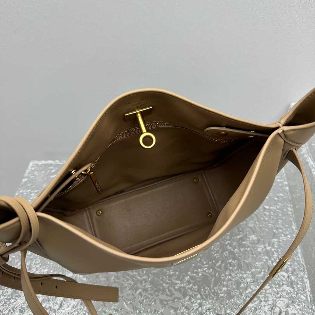 Balenciaga Bel Air Hobo Bag Small In Latte - FashionPlug