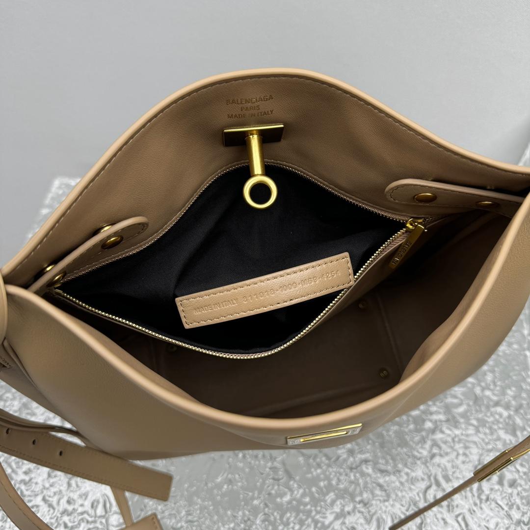 Balenciaga Bel Air Hobo Bag Small In Latte - FashionPlug