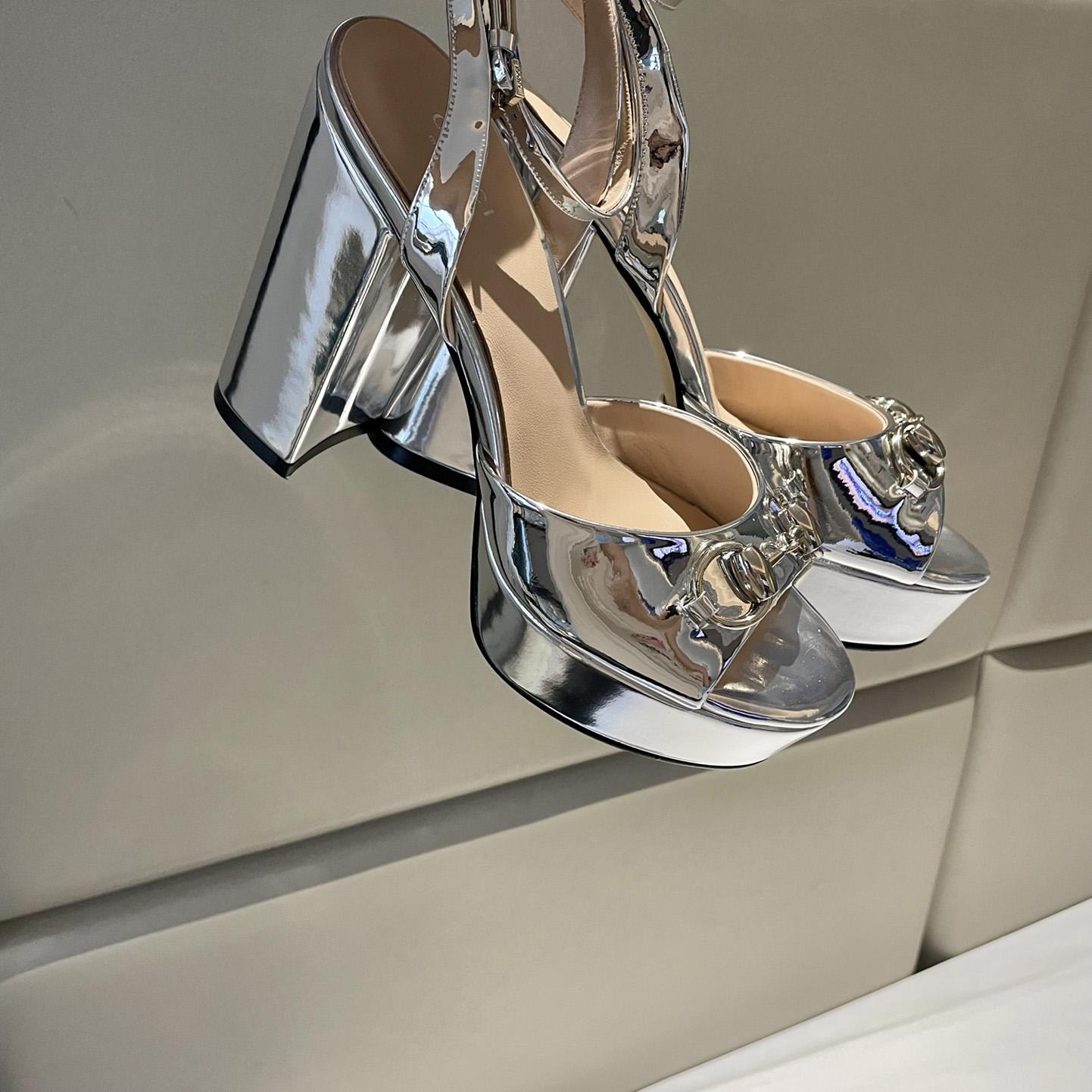 Gucci Silver Leather Sandals    11cm - FashionPlug